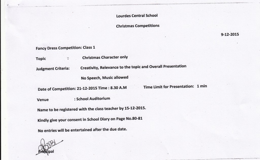 CHRISTMAS COMPETITION 2015- CLASS 1